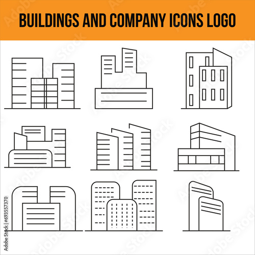 Building icon set . Town skyscraper apartment vector illustration on white isolated background. government and commercial city buildings design