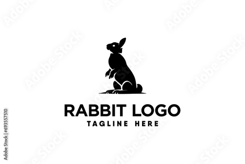 Rabbit logo vector with modern and clean silhouette style