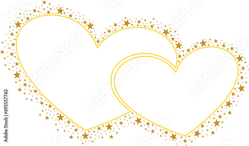 Double Yellow or Gold Love with gold Sparkling glitter glitter Stars Vector clipart icon #16