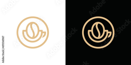coffee cup logo in line style, simple coffee logo vector