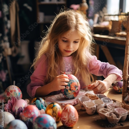 Bambini dipingono le uova di Pasqua Fototapeta