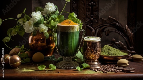 Stpatrick s day celebration with a glass of green beer, perfect for toasting and festivities