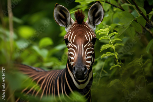 A captivating photo featuring the elusive Okapi in its natural habitat
