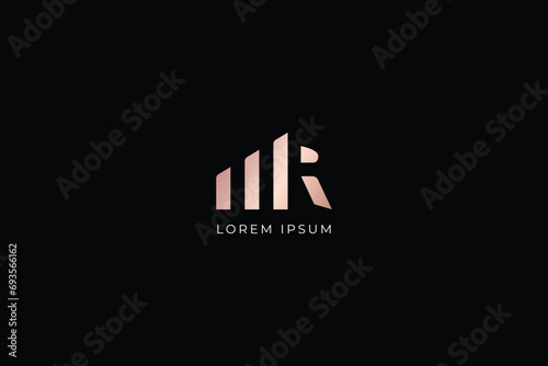 mr letter modern luxury logo, r negative space style design creative golden wordmark design typography illustration, rm wordmark, mr logo photo