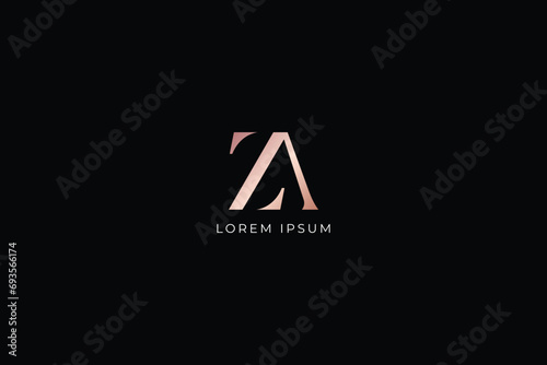Za letter modern luxury logo, abstract style design creative golden typography illustration, az wordmark, za logo
