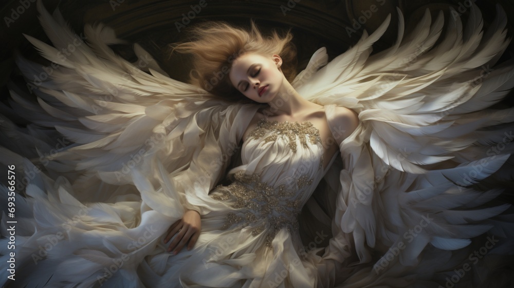 A gracscent feathers shimmering.