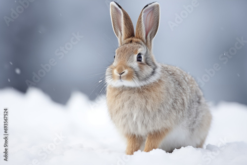 Winter Whiskers  Snowy Rabbit Portrait