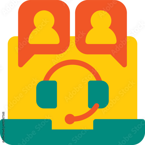 meeting teleconference video call costumer service Vector Flat  Icon, suitable for business or investment or office purpose.