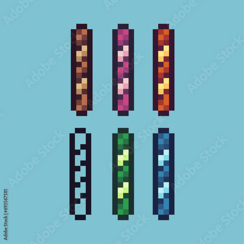 Pixel art sets of wafer sticks icon with variation color item asset. wafer sticks icon on pixelated style. 8bits perfect for game asset or design asset element for your game design asset