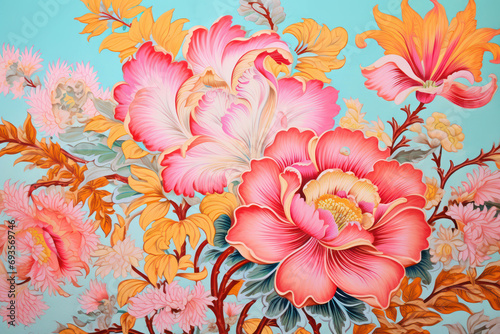 Design floral flower art background textile illustration pattern wallpaper background seamless fabric abstract