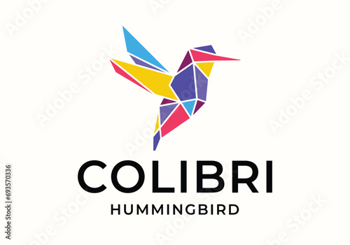 hummingbird colibri mosaic logo icon vector design illustration