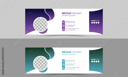 Creative modern and minimalist business email signature design multicolor variation
