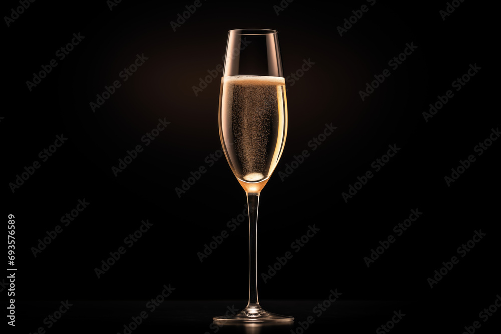 Glass of champagne in minimalist style 1_4 Glass of champagne in minimalist style 1_4