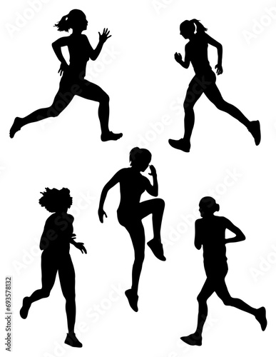 silhouettes of women runners