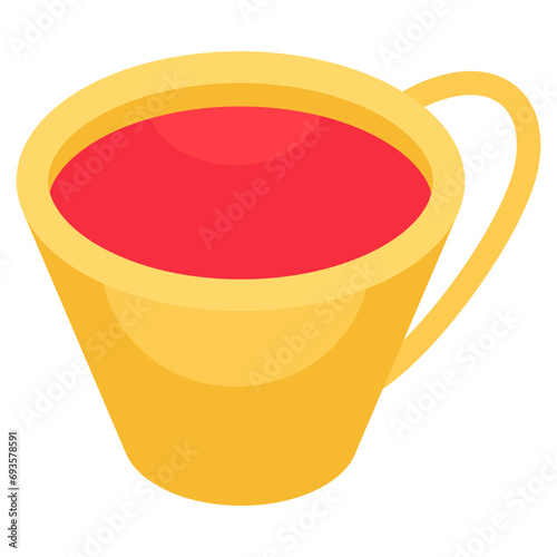 Vector design of teacup, isometric style icon