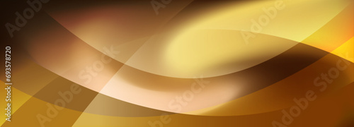 Abstract golden banner with wave pattern. Luxury elegant ornament on bright gold gradient background. Creative vector illustration for template, website, wallpaper, card, poster.