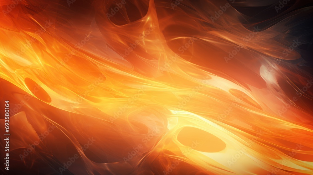 Fototapeta premium Luminous effects of white and orange light producing rays, waves, and stellar particles on a black background