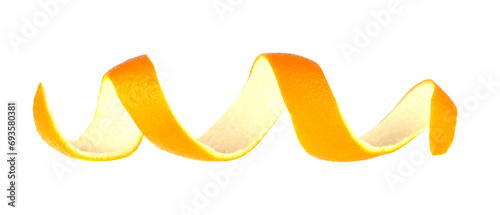 Single orange peel on a white background. photo