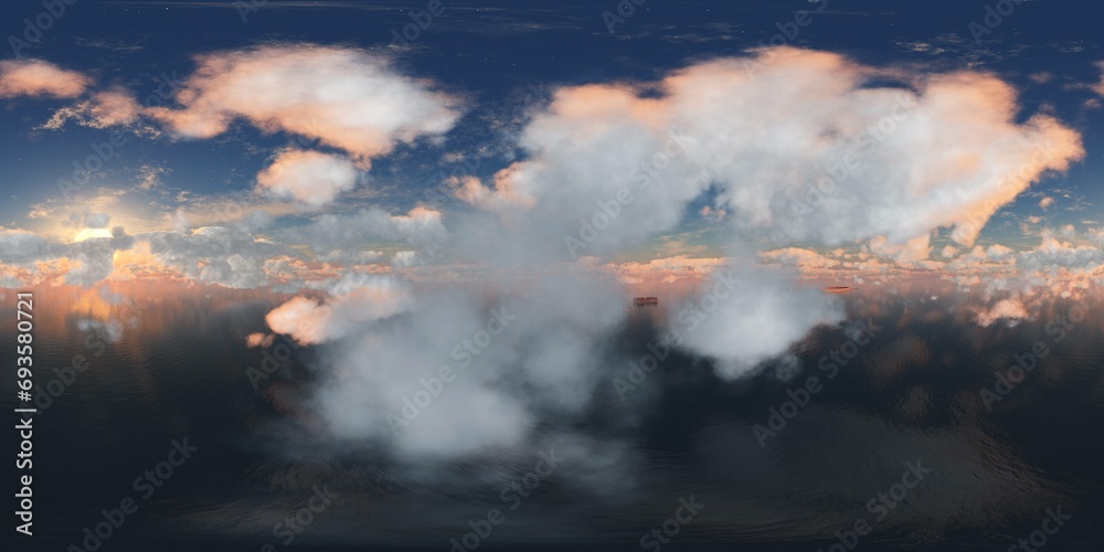 Obraz premium panorama of a stormy sea, HDRI, environment map , Round panorama, spherical panorama, equidistant projection, 360 high resolution panorama 