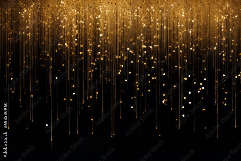 Gold glittering rain like a curtain background with blank space Gold glittering rain like a curtain background with blank space