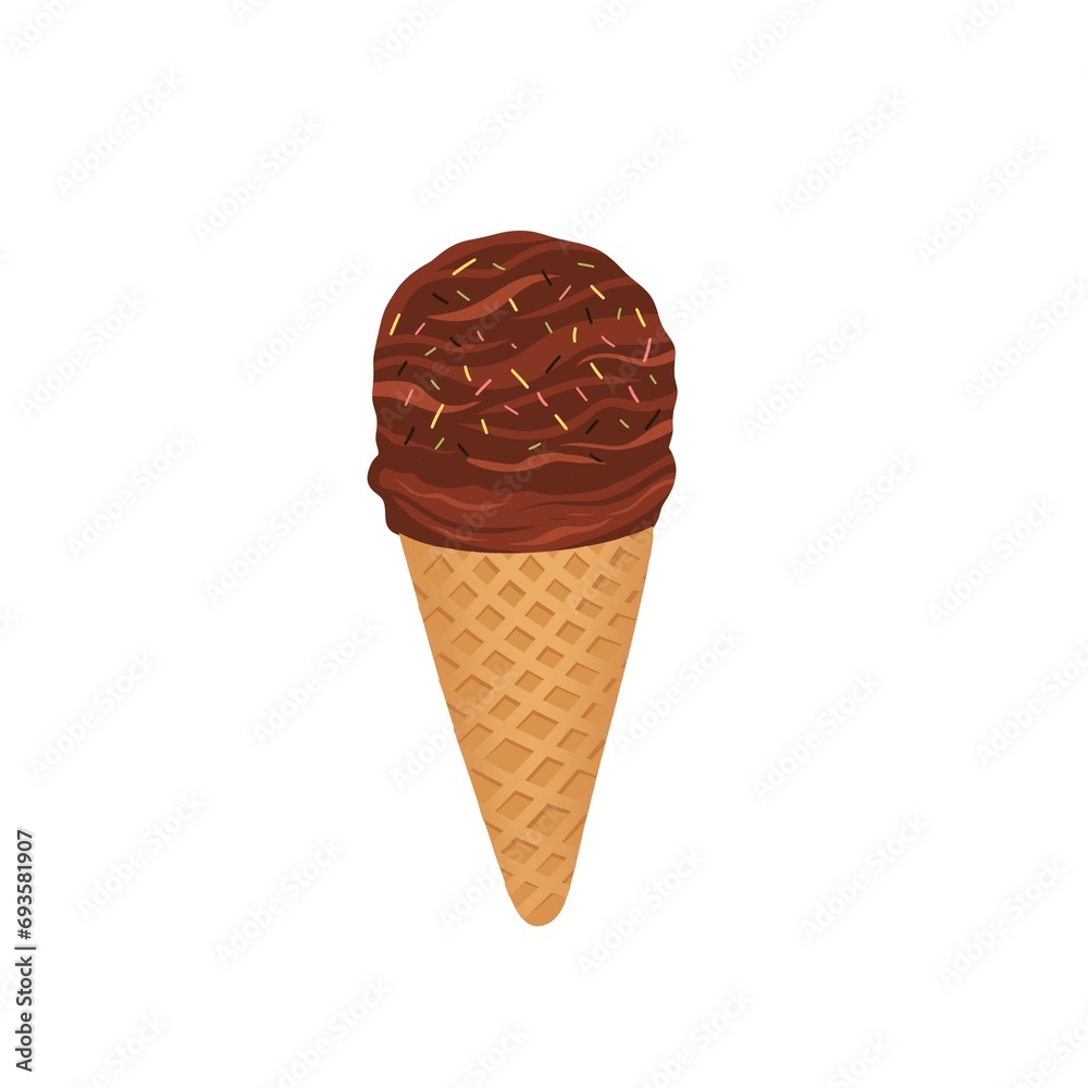 ice cream balls in the waffle cone isolated on white background ice cream balls in the waffle cone isolated on white background
