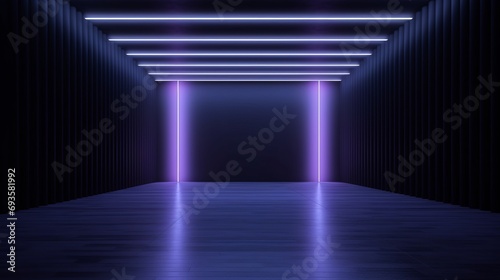 universal abstract futuristic background with built-in blue and purple neon lighting for product presentation