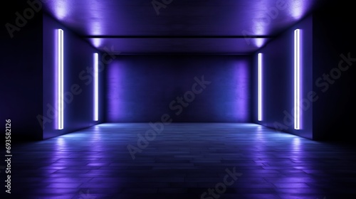 universal abstract futuristic background with built-in blue and purple neon lighting for product presentation