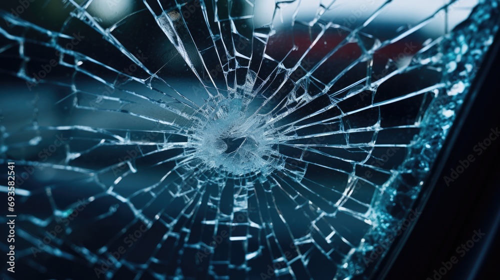 Close up of damaged car windshield Close up of damaged car windshield