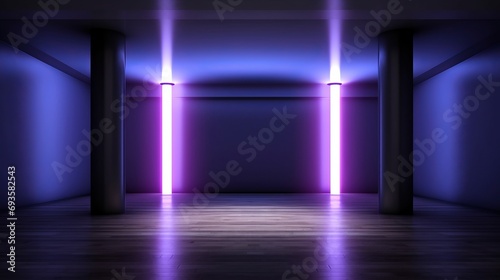 universal abstract futuristic background with built-in blue and purple neon lighting for product presentation