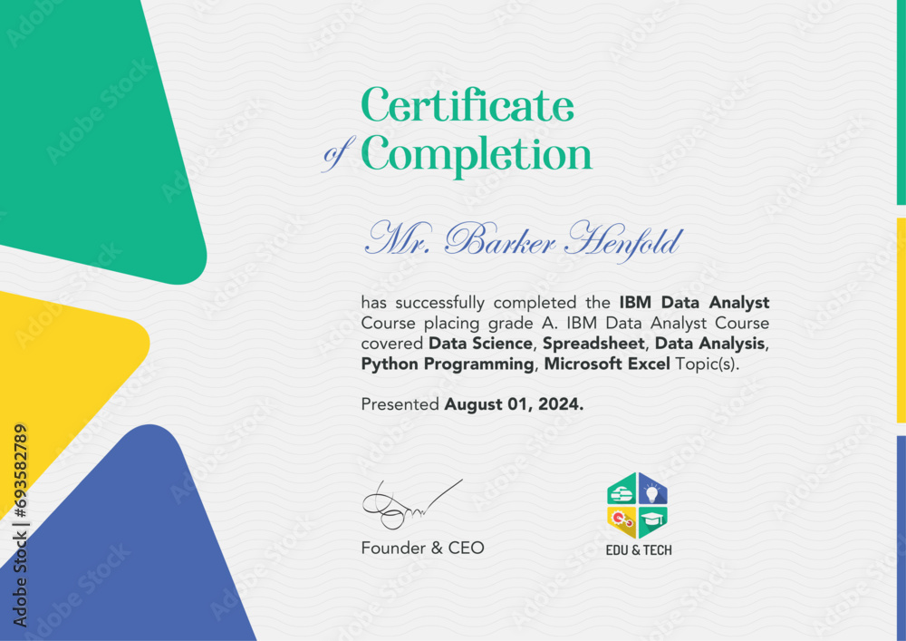 Modern Certificate of Completion Vector Template (Editable). Diploma ...