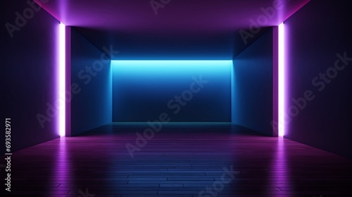 universal abstract futuristic background with built-in blue and purple neon lighting for product presentation