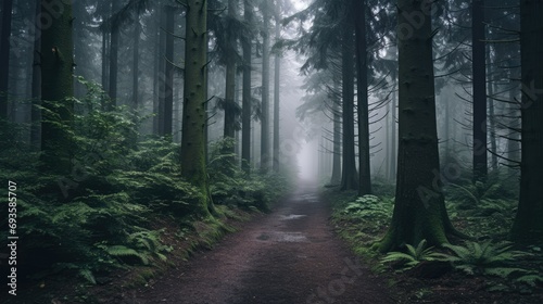 Misty Forest Path for Nature-Themed Design and Relaxation Imagery © Made360