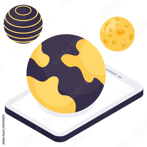Editable design icon of planets 