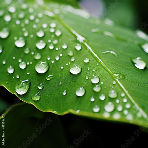 Close-up of Dew Drops on Green Leaf Nature Backdrops