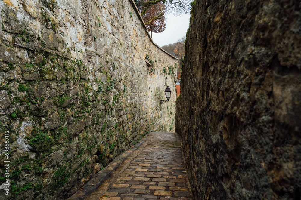 Old stone wall in Luxembourg City, Luxembourg

