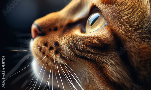 Close-up of a cat's golden eye reflecting light, showcasing the beauty and mystery of feline vision and the intricate details of its iris