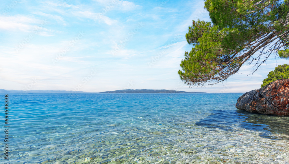 Fototapeta premium Rocky seashore on the Adriatic coast. Croatia.