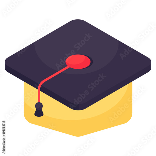 Academic cap icon, vector design of mortarboard