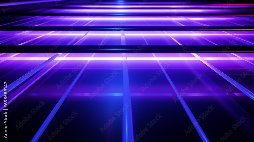 Obraz premium Bright visual effects from a discotheque with white LED lights in a techno-musical environment