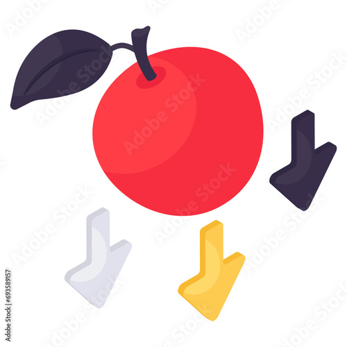 Colored design icon of falling apple 