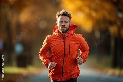 homme en tenue de sport en train de courir dans la nature