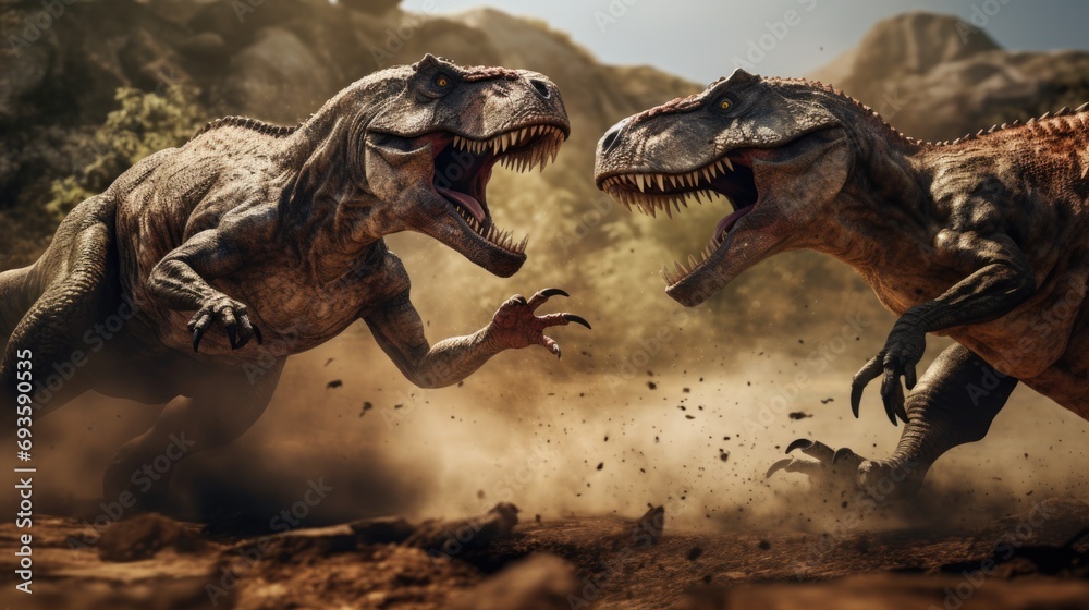 Fototapeta premium Dinosaurs fighting