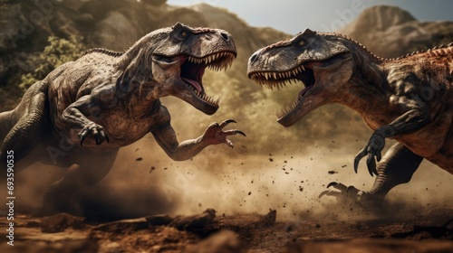Fototapeta Naklejka Na Ścianę i Meble -  Dinosaurs fighting