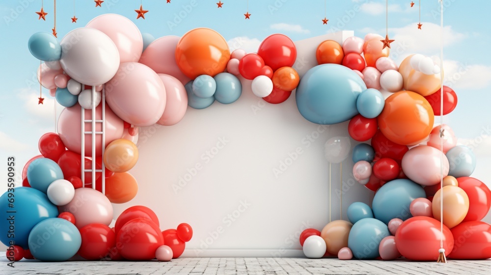 Balloon mockup capturing the excitement of a celebration, with a visually appealing arrangement of vibrant balloons creating a dynamic and joyful scene.