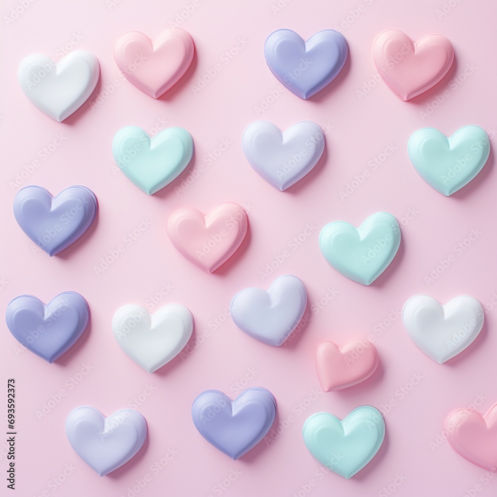 color full heart shaped on pink background