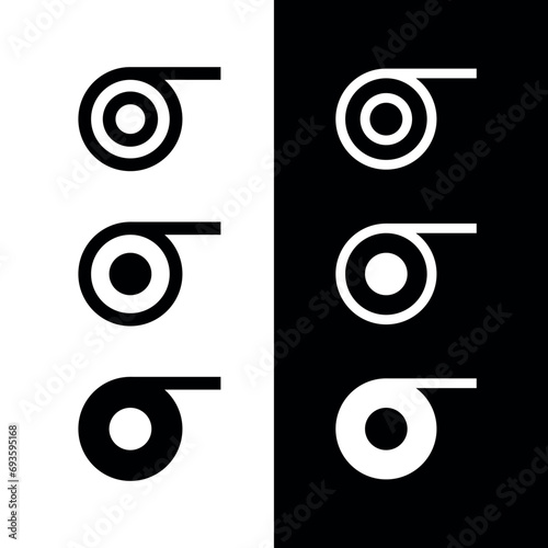 Roll icons set. Designations for a roll of paper, fabric, wallpaper or linoleum. Symbol for printing, printer or construction and repair.