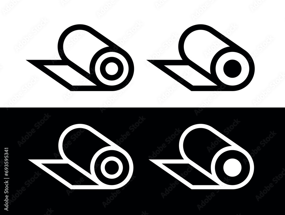 Roll icons set. Designations for a roll of paper, fabric, wallpaper or