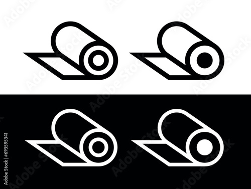 Roll icons set. Designations for a roll of paper, fabric, wallpaper or linoleum. Symbol for printing, printer or construction and repair. photo