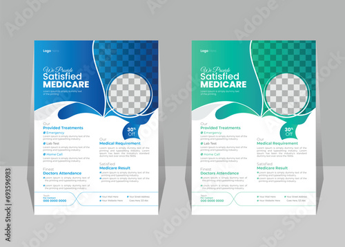 Healthcare and medical flyer or poster vector design layout A4 size template for print