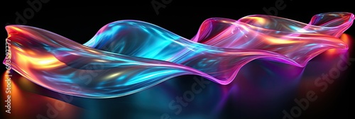 Pearlescent gradient smooth, flowing fabric-like structures with a harmonious blend of pink, blue, and purple hues, creating a sense of soft movement, banner © AI Exclusive 
